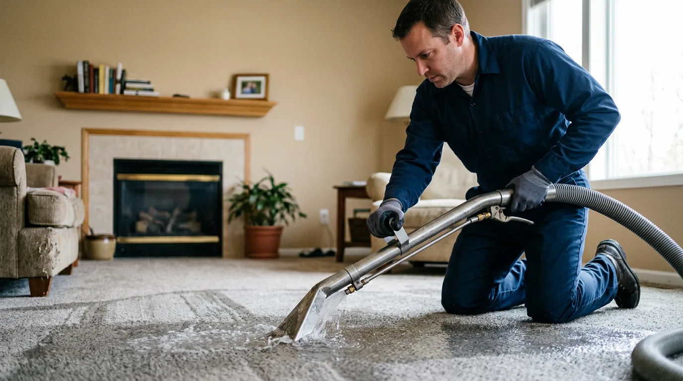 Water damage restoration technician working near Madera, CA